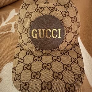 Gucci Beige and Brown Logo Hat